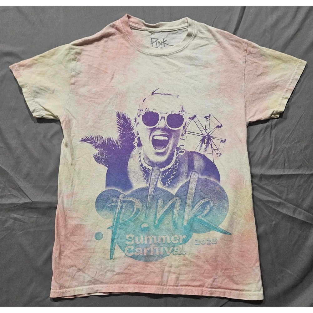 P!nk Summer Carnival 2023 Tour T-Shirt Women Small Pink Tie Dye Graphic Band Tee
